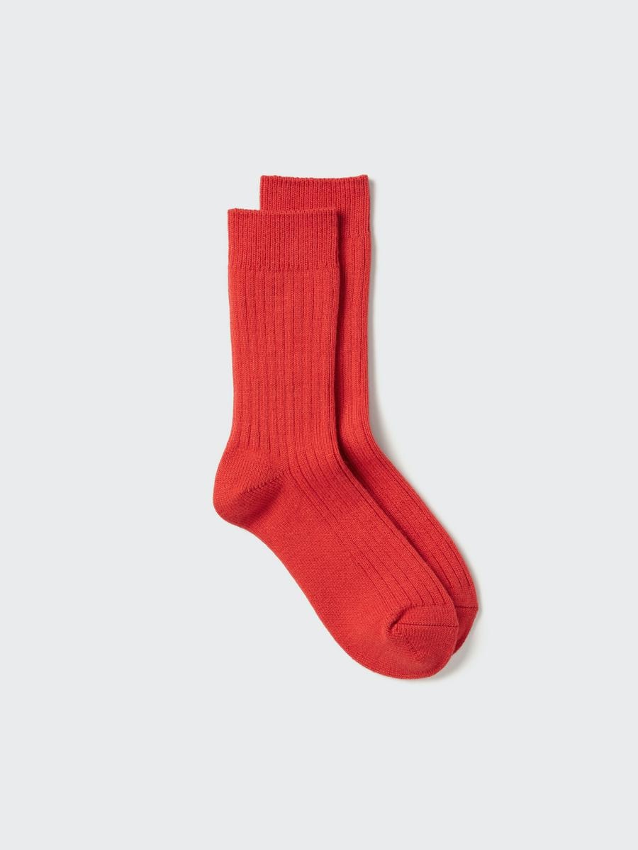 Uniqlo Women's Heattech Socks Ribbed, Orange, Us W 7.5-10