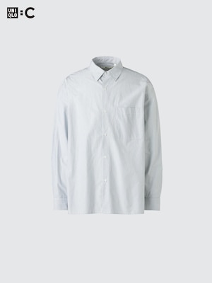 Broadcloth Oversized Shirt (Regular Collar, Stripe)