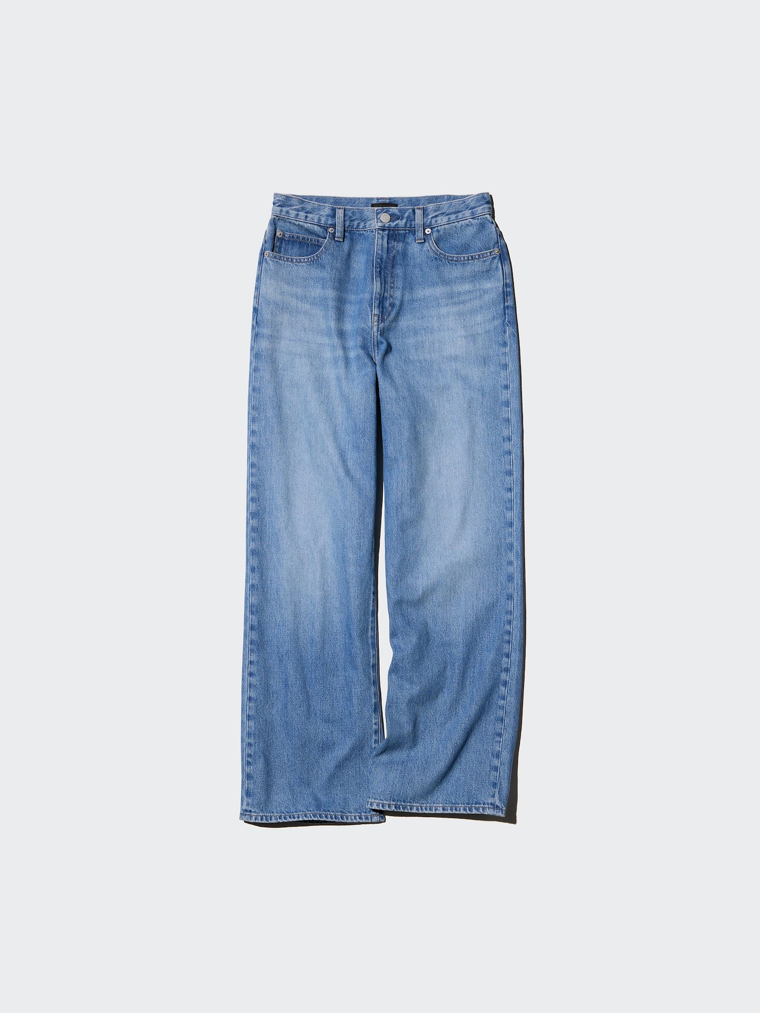 ★SATUR★ Rain Wide Straight Denim Pants Union Washed Blue WIDE - Jeans