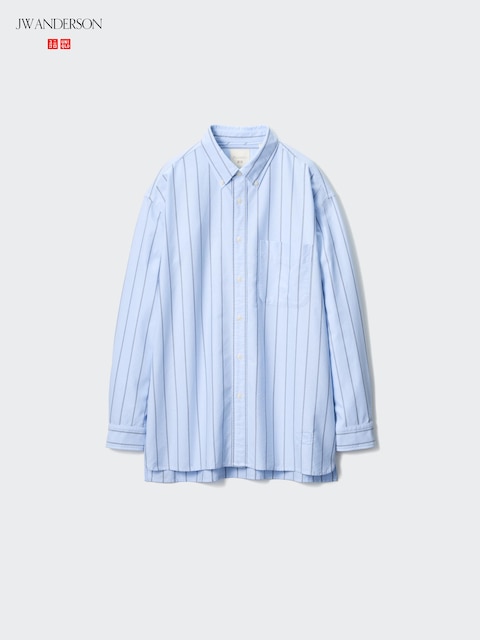 Uniqlo - Chemise Oxford Coupe Oversize (Rayée) - Bleu Clair - S