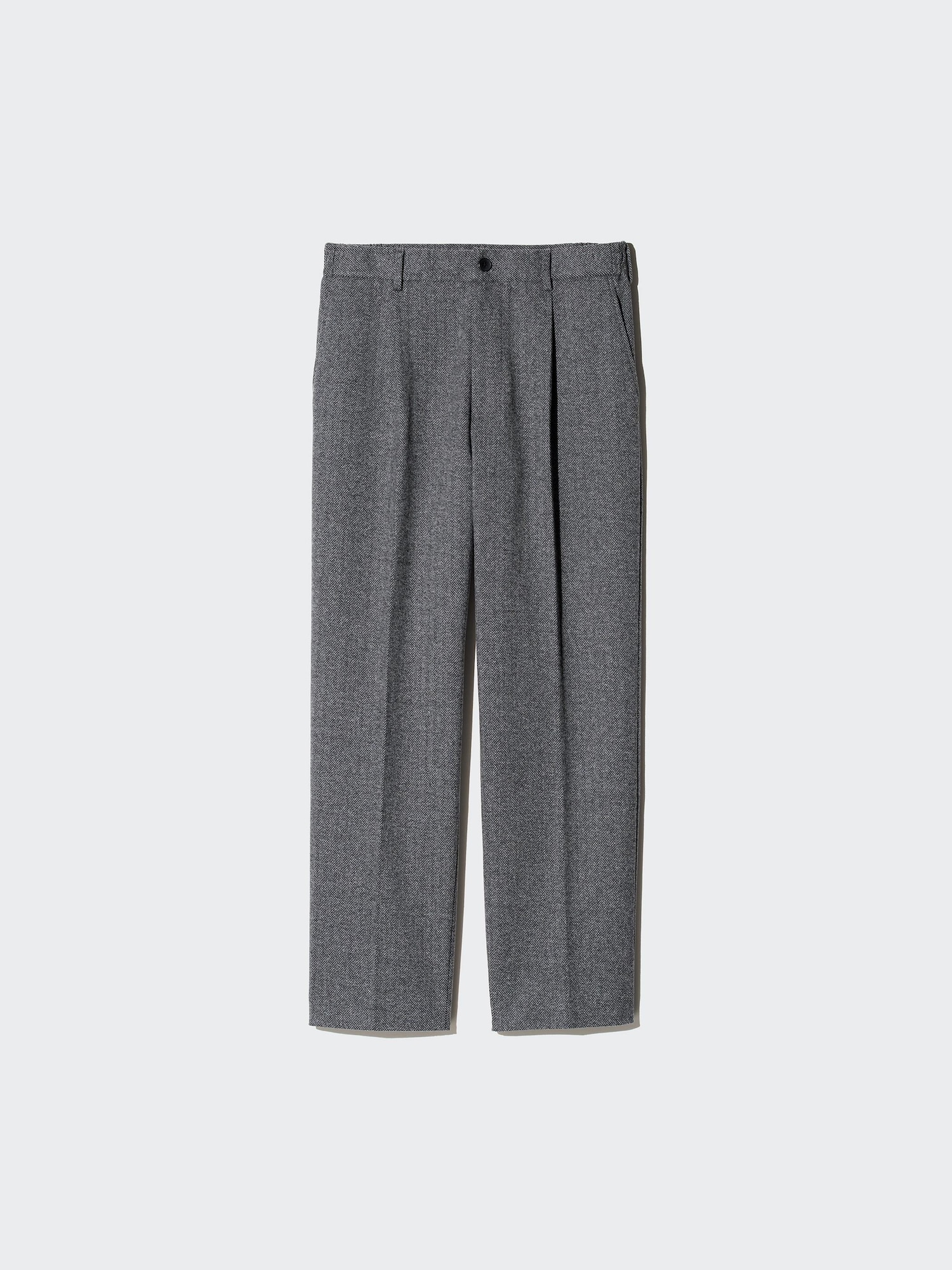 PLEATED WIDE PANTS | HERRINGBONE