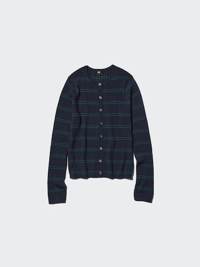 Merino Ribbed Short Cardigan | Striped