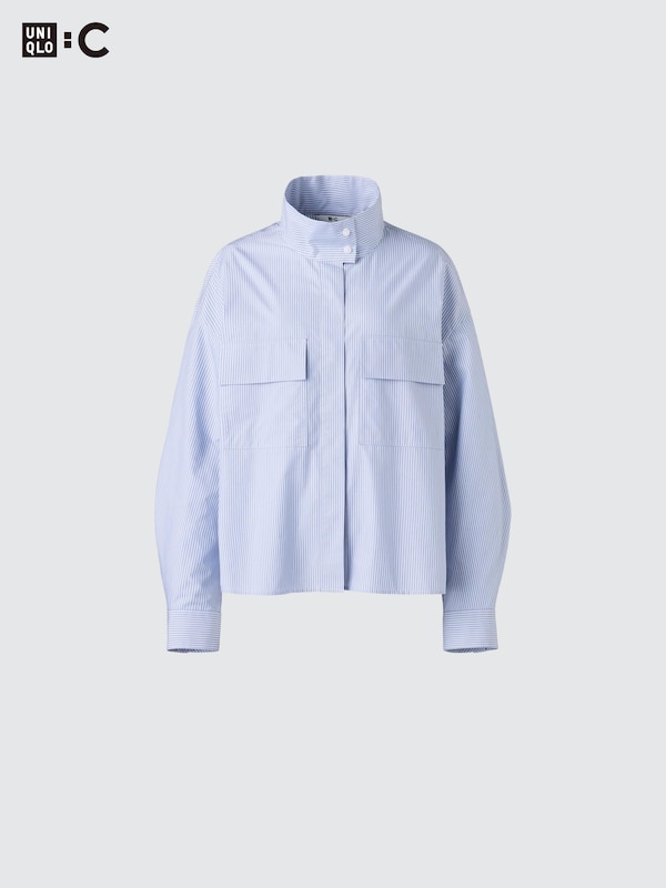 Cotton Stand Collar Shirt Jacket
