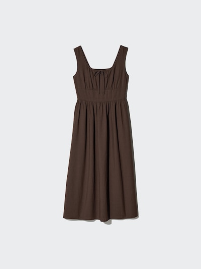 Linen Blend Shirring Dress