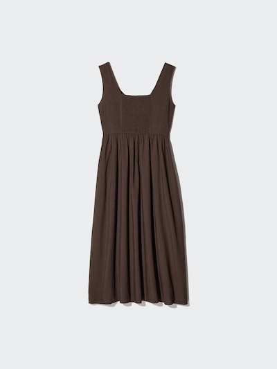 Linen Blend Shirring Dress