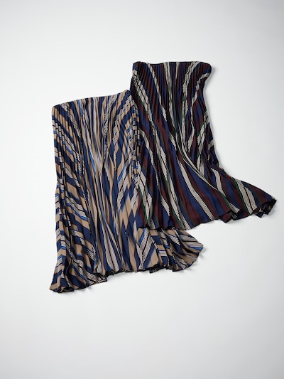Pleated Long Skirt | Striped