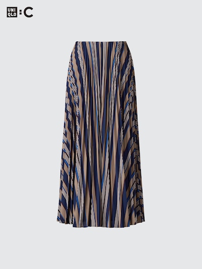 Pleated Long Skirt | Striped