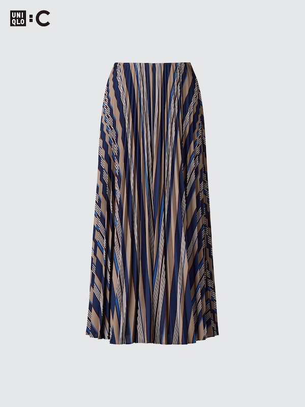 Pleated Long Skirt | Striped