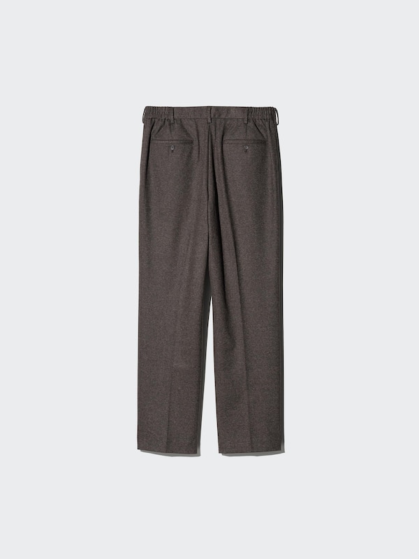 Pleated Wide Trousers (Brushed Jersey, Patterned, Longer)