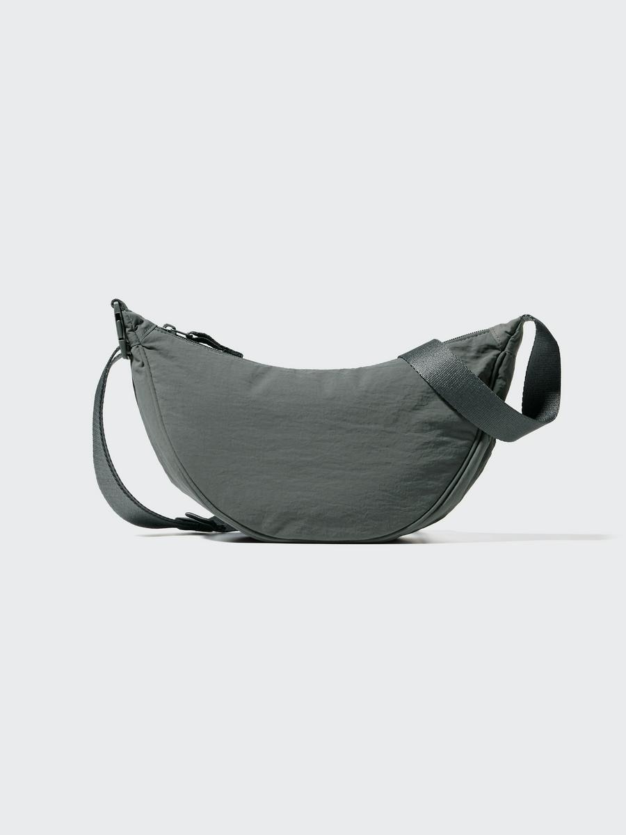 UNIQLO Men's Round Mini Shoulder Bag with Water-Repellent, Dark Gray