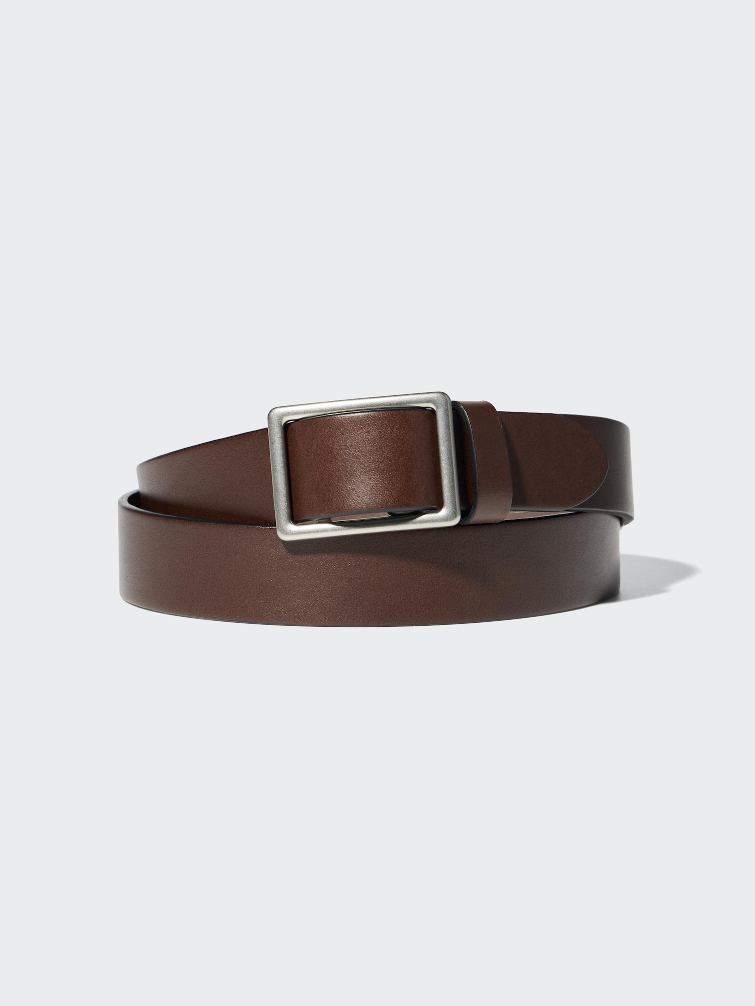 UNIQLO Men's Italian Leather Slide Buckle Belt, Brown, Large