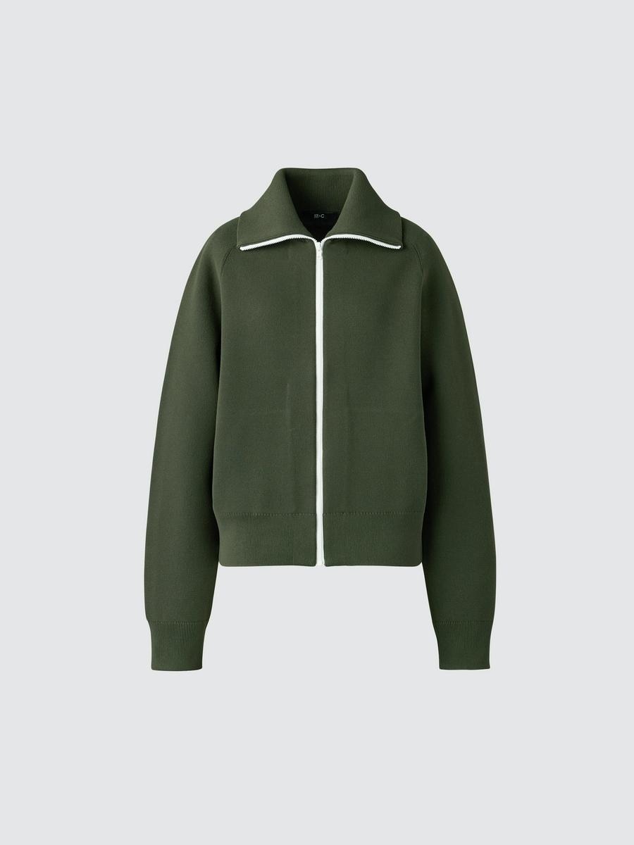 Uniqlo Men's Washable Milano Ribbed Full-zip Cardigan, Olive, 2xs