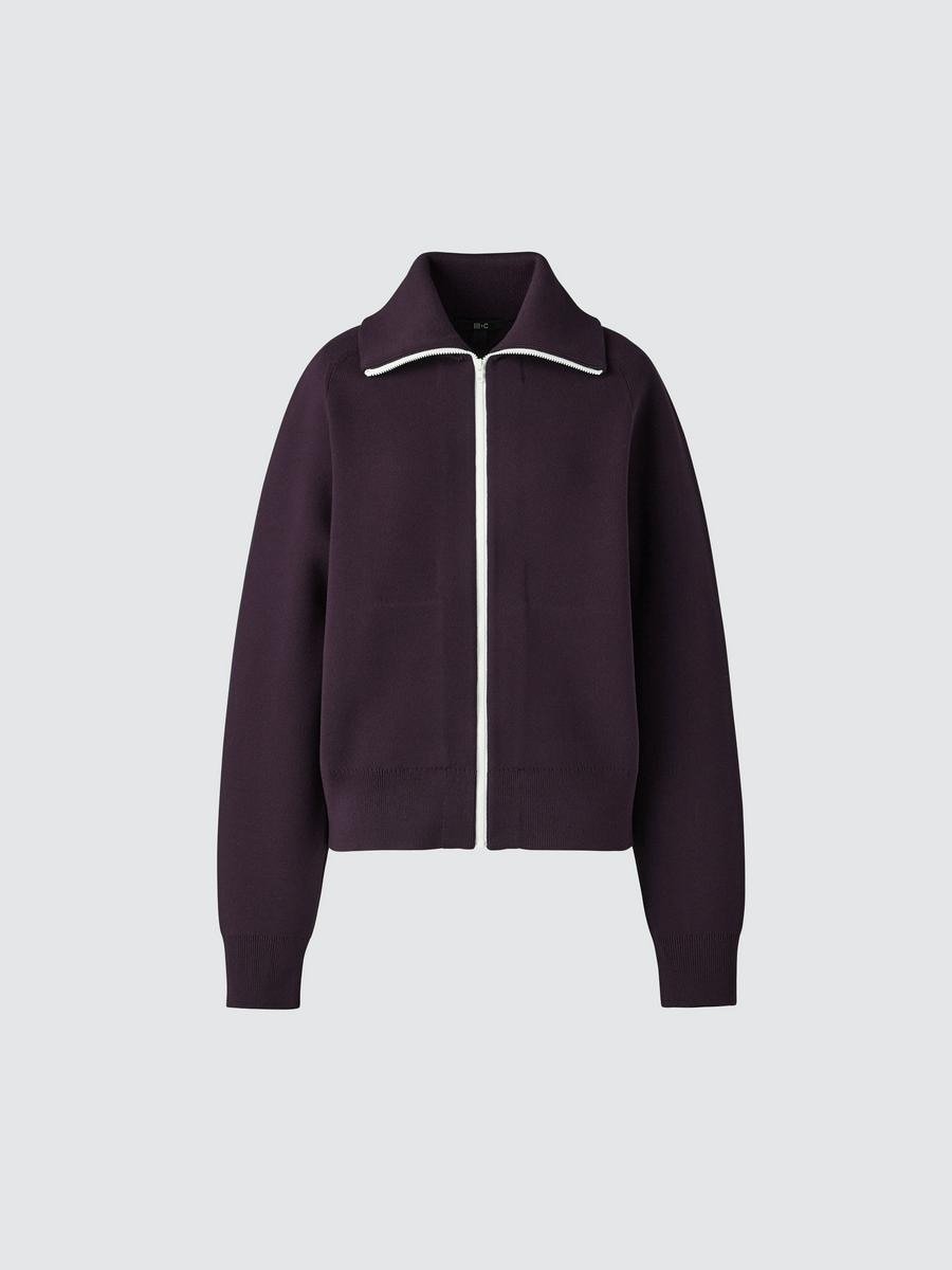 Uniqlo Men's Washable Milano Ribbed Full-zip Cardigan, Purple, 2xs