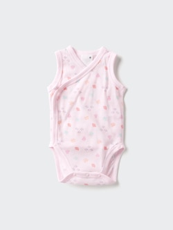 Baby Cotton Mesh Short Sleeve Bodysuits | Open Front | Printed