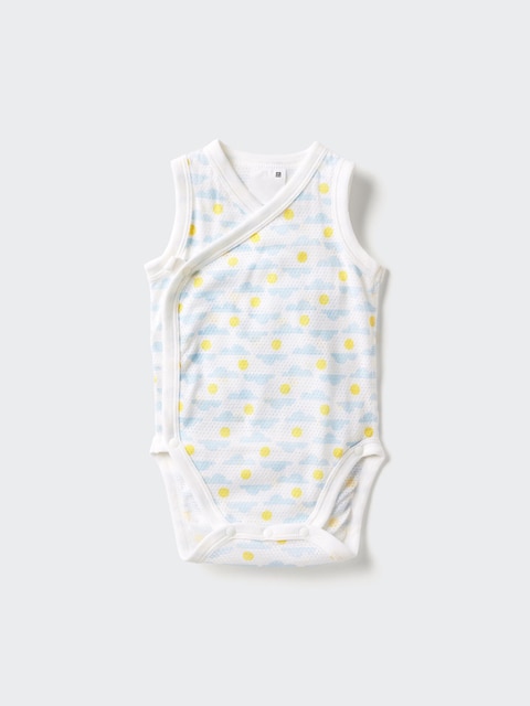 Uniqlo Baby Sleeveless Cotton Mesh Bodysuits | Open Front | Printed