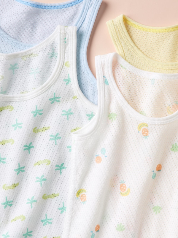Cotton Mesh Vest Top (2 Pack, Printed)