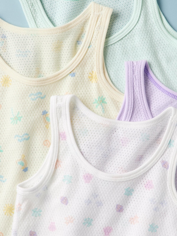Cotton Mesh Vest Top (2 Pack, Printed)