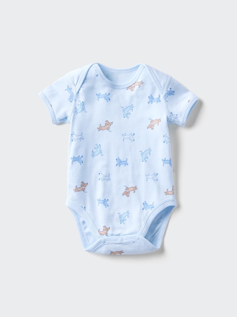 Uniqlo Blå - Bodysuit (Short Sleeve, Printed) - 12-18 Months (80Cm)