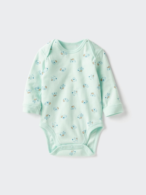 Uniqlo Grøn - Bodysuit (Long Sleeve, Printed) - 12-18 Months (80Cm)