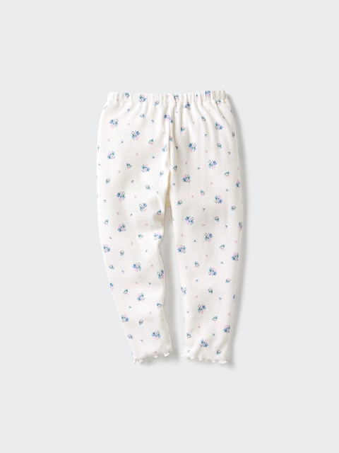 Uniqlo Off White - Relaxed Leggings (Ribbed, Printed) - 12-18 Months (80Cm)