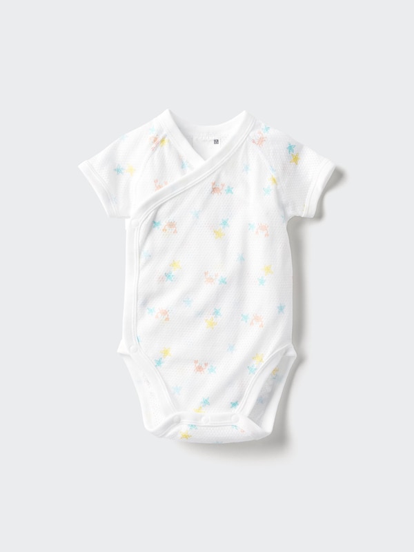 Baby Cotton Mesh Bodysuit | Open Front | Printed
