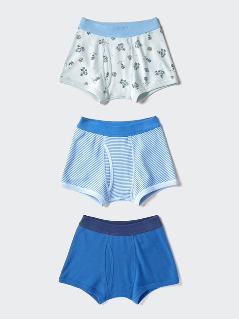 Uniqlo - Calzoncillo Bóxer Estampado (3 Pack) - 13 Años (160 Cm) Azul Unisex Niño