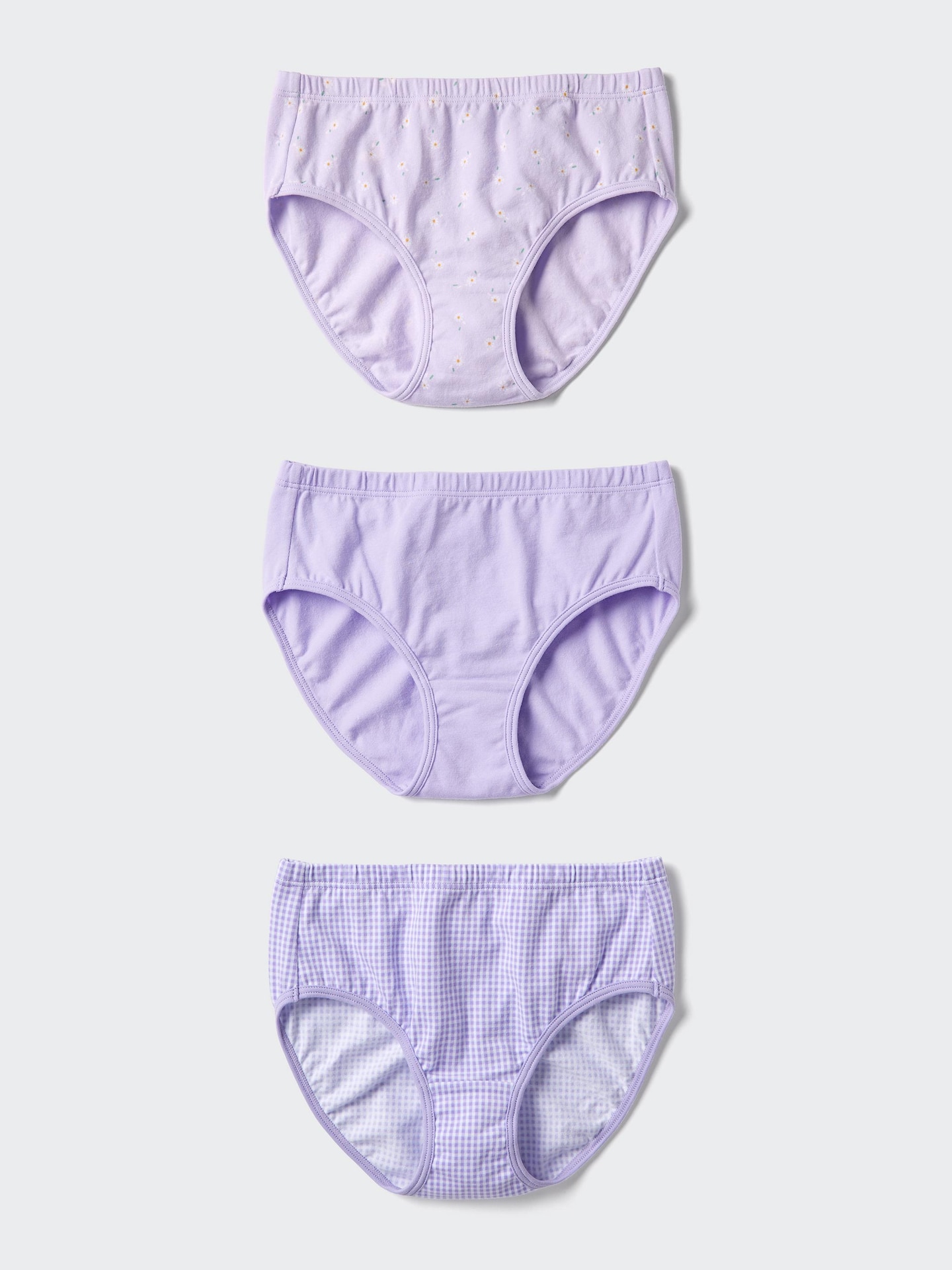 Трусы Flower для детей, хлопок-стрейч, 3 шт. — Uniqlo, цвет: Светлый фиолетовый — фото 1