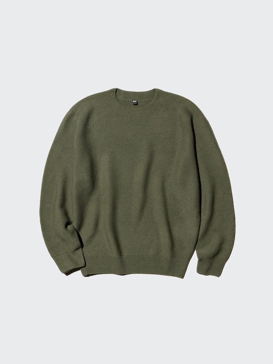 UNIQLO Men's Washable 3D Knit Sweater, Olive, 3XL