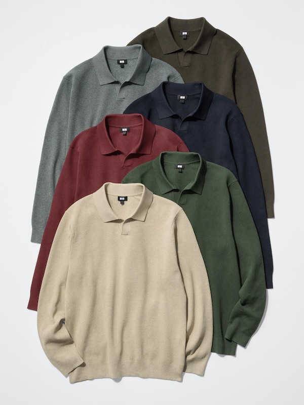 Washable Milano Ribbed Skipper Polo Sweater