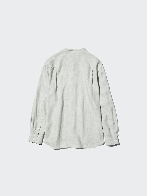 100% Premium Linen Shirt (Stand Collar, Striped)