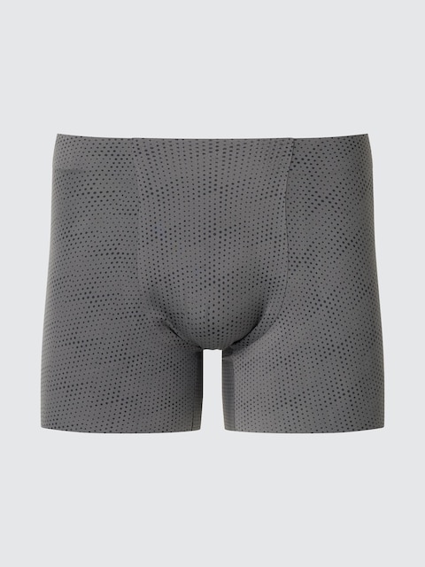 Uniqlo - Airism Calzoncillo Bóxer Sin Costuras Estampado - M Gris Oscuro Hombre