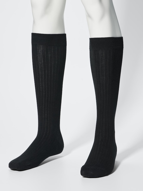 Wide Ribbed Knee High Socks