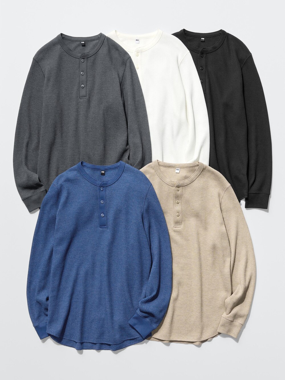 Uniqlo Waffle Henley Neck T-Shirt | Long Sleeve — фото 5