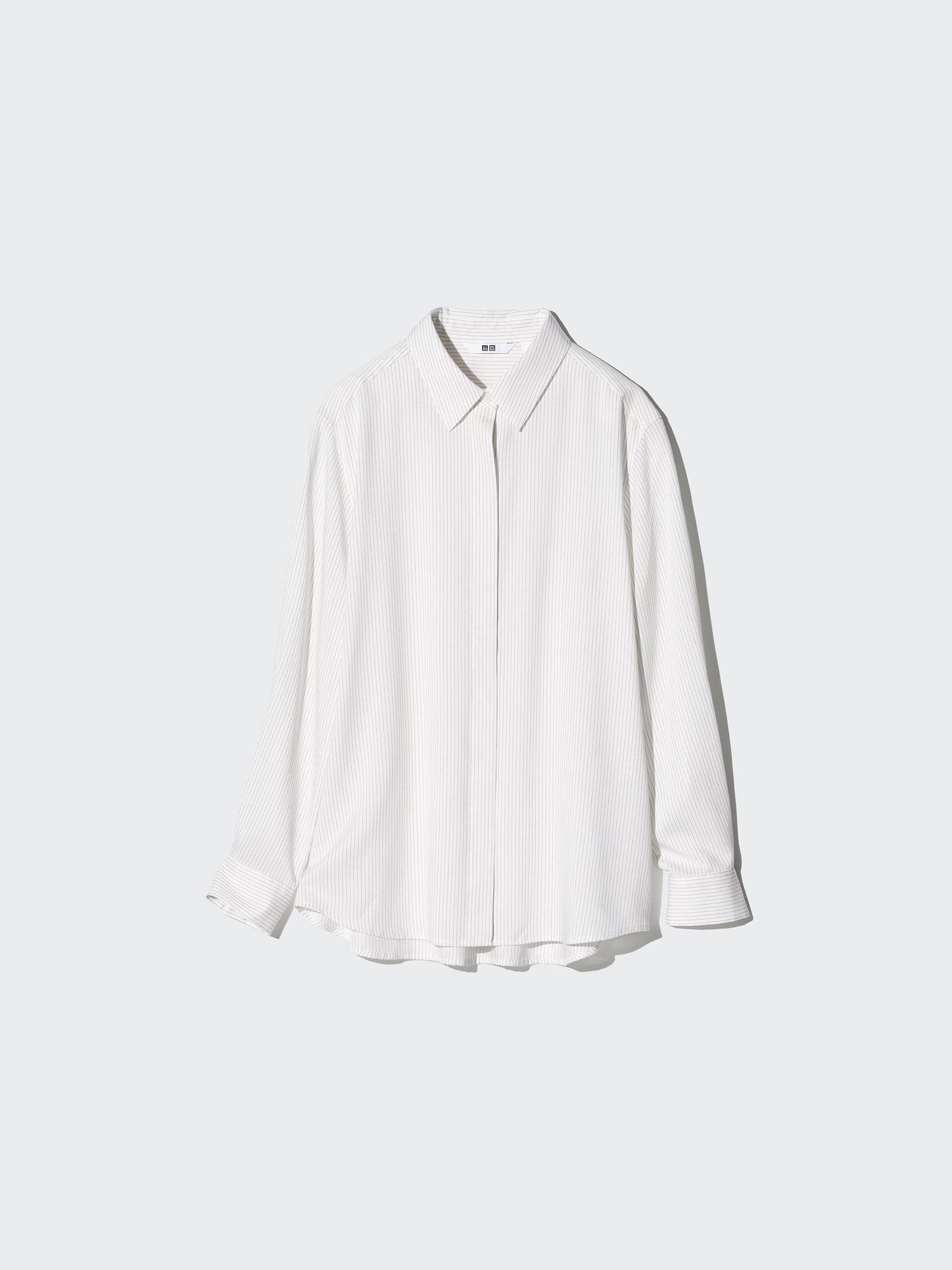 UNIQLO Women's Rayon Blouse Striped, Off White, Small