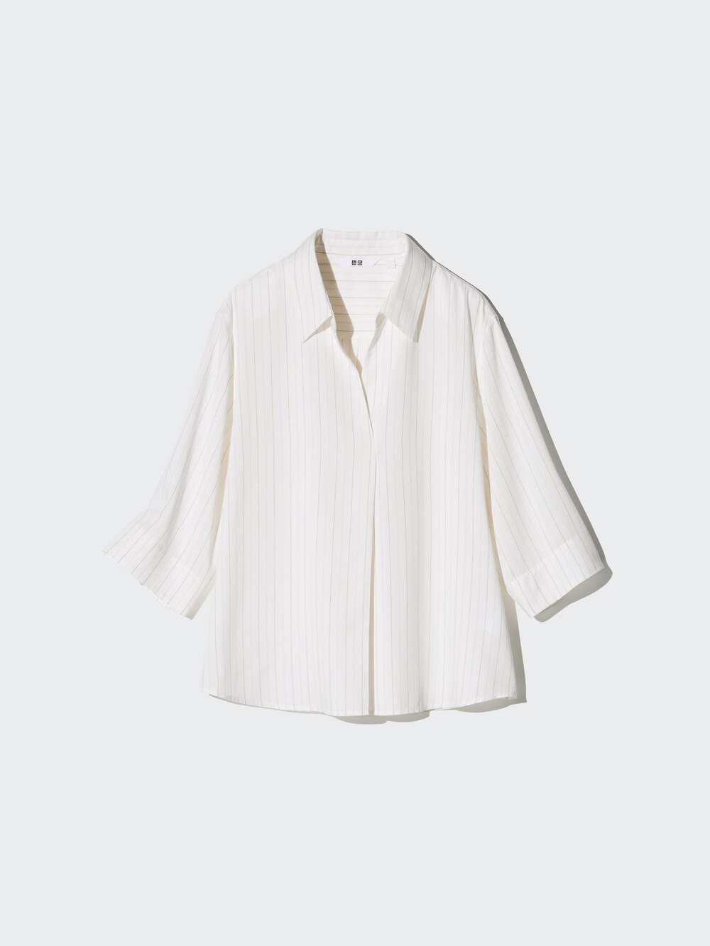 Uniqlo Rayon Skipper Collar 3/4 Sleeve Blouse | Striped — фото 3