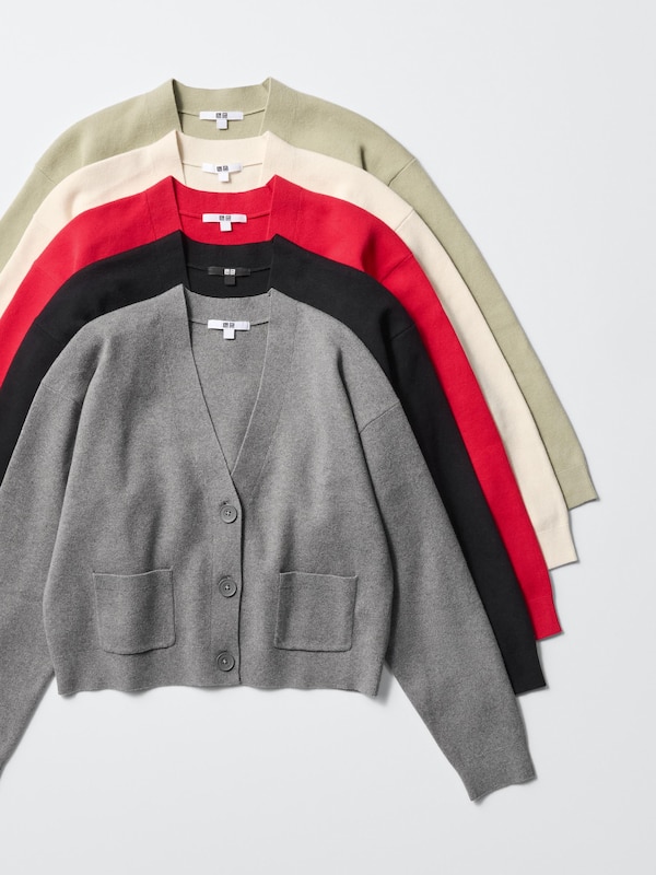 SMOOTH COTTON V NECK CARDIGAN