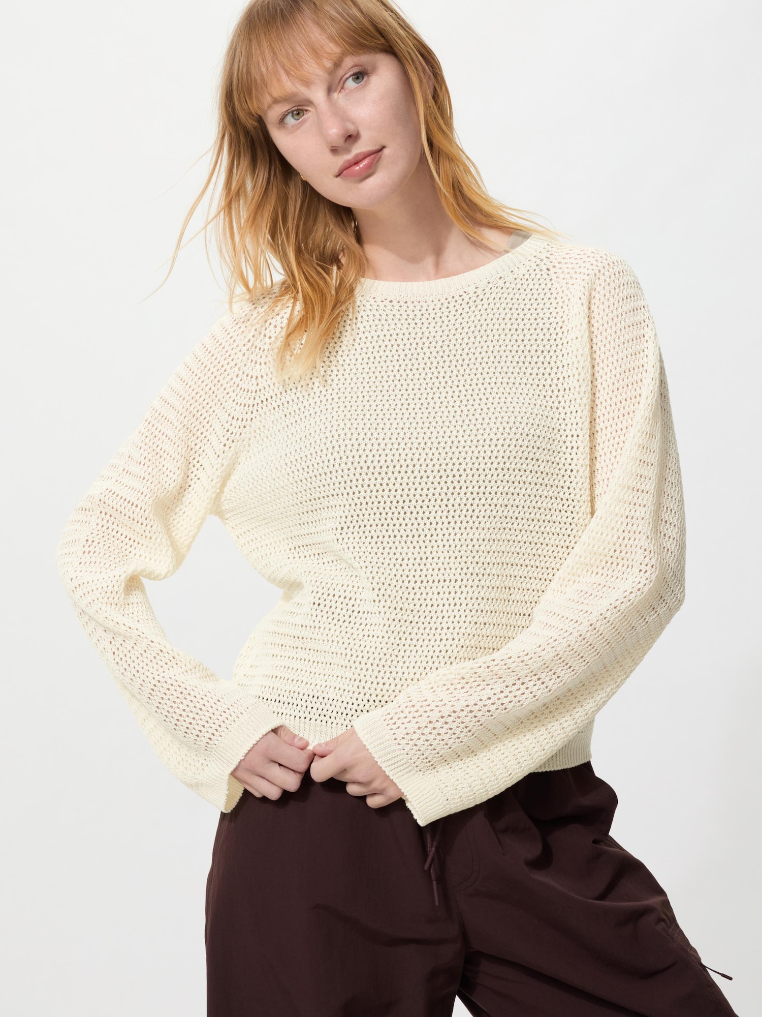 Uniqlo 3D Knit Mesh Sweater White Medium