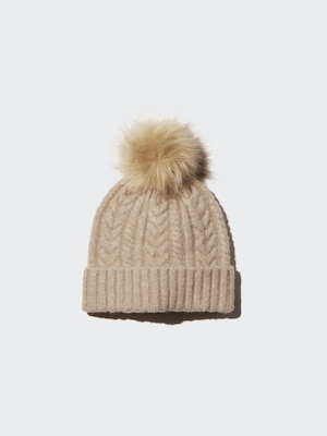 Souffle Yarn Knitted Pom Pom Beanie