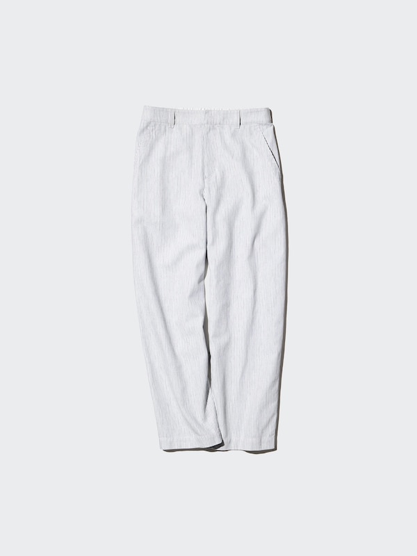 Linen Cotton Tapered Pants | Striped