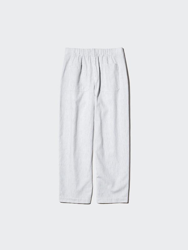Linen Cotton Tapered Pants | Striped | Tall
