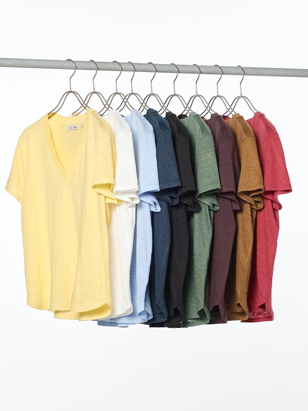 100% Linen V Neck T-Shirt