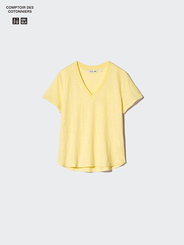 100% Linen V Neck T-Shirt