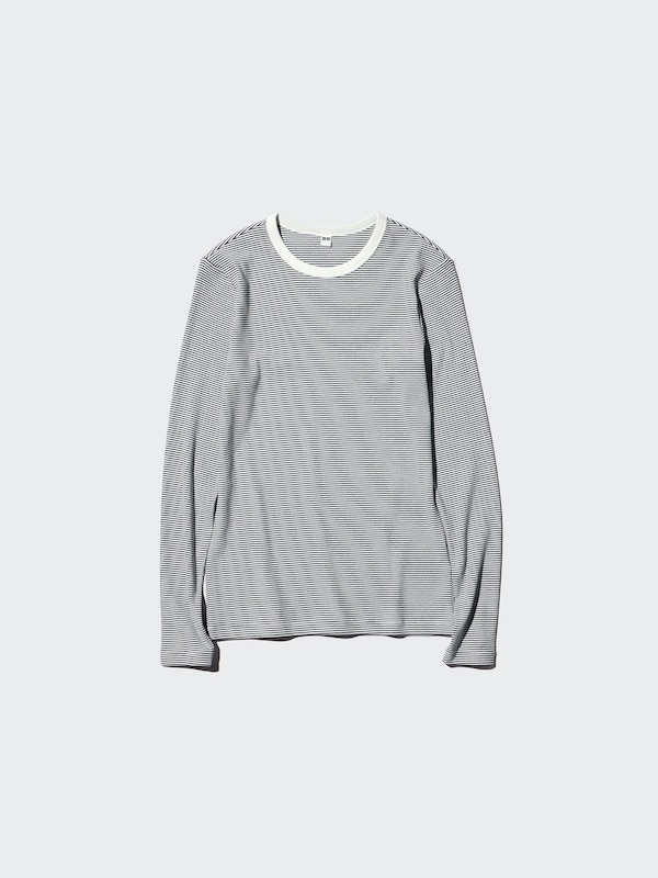 T-shirt côtelé doux (Manches longues, Rayé)