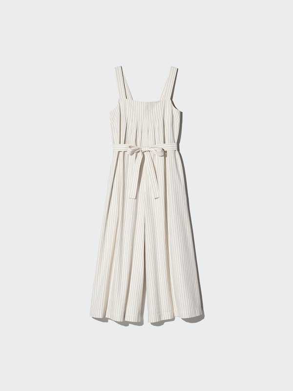 Linen Blend Tucked Jumpsuit | Striped