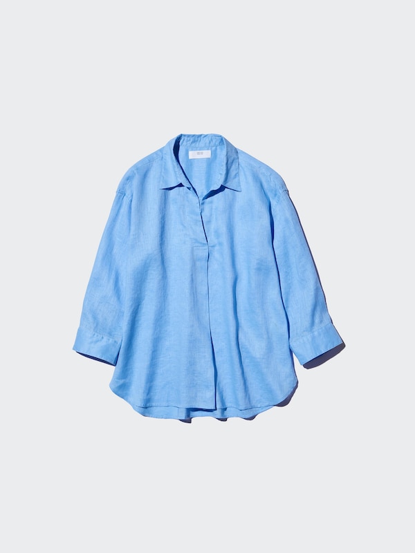 CHEMISE EN LIN DE QUALITÉ SUPÉRIEURE COL ITALIEN