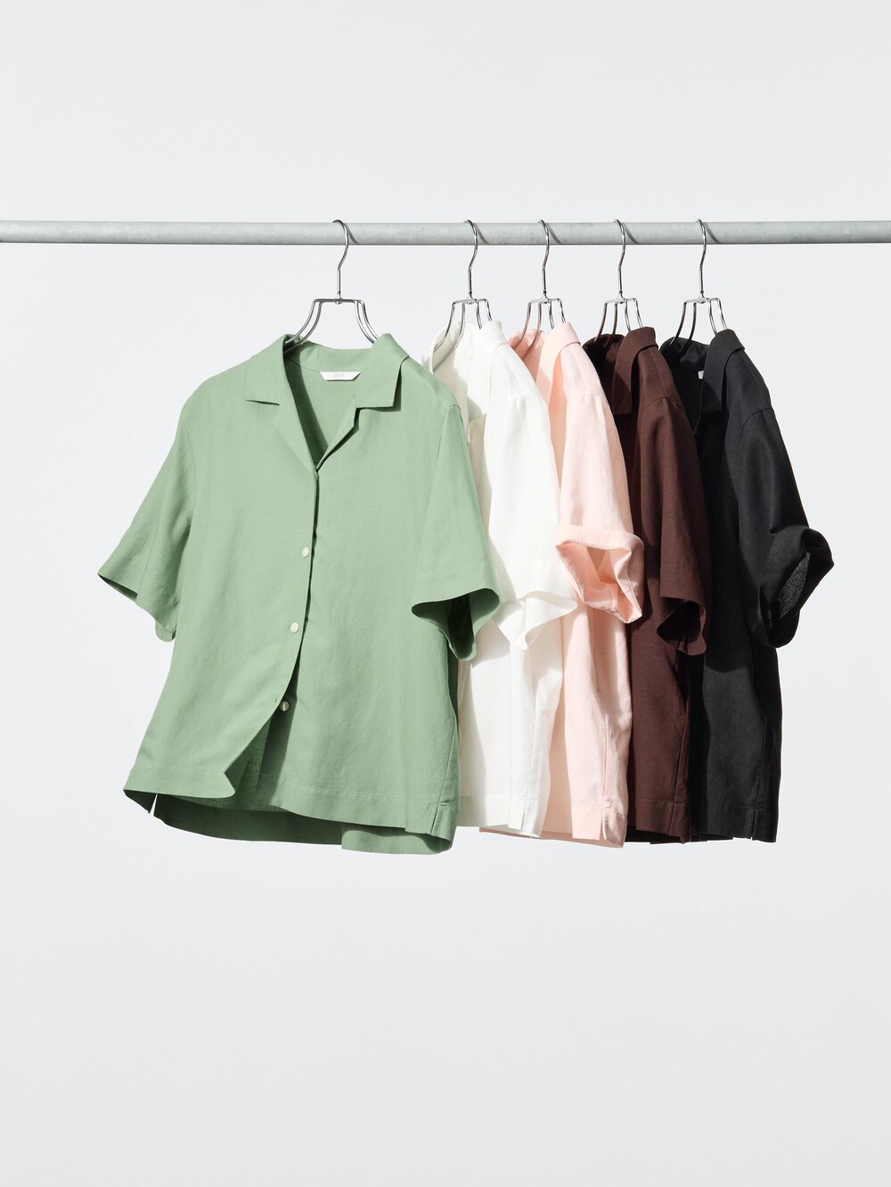 Uniqlo Linen Blend Open Collar Shirt | Short Sleeve — фото 2