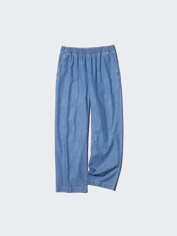 Cotton Relaxed Ankle Trousers (Denim)