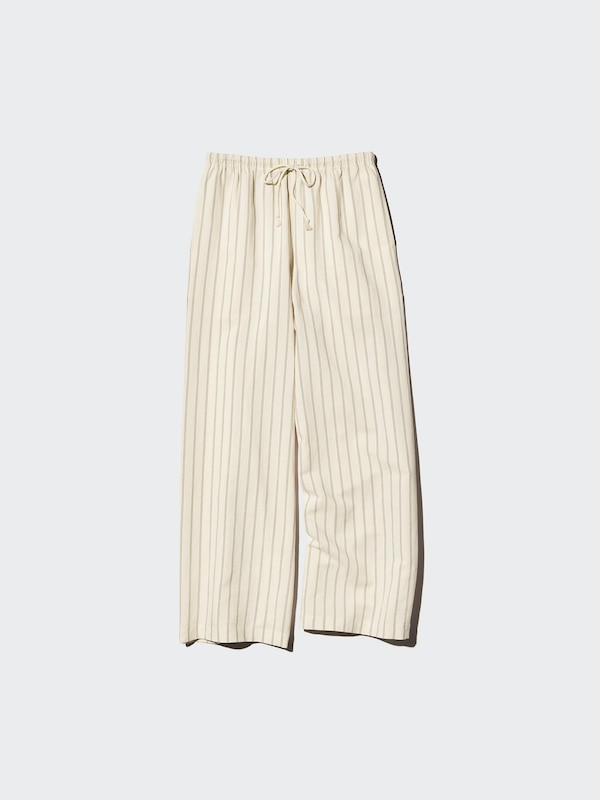 Linen Blend Easy Trousers (Striped)