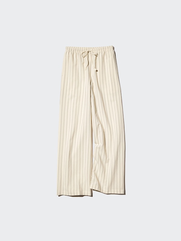 Linen Blend Easy Trousers (Striped, Longer)