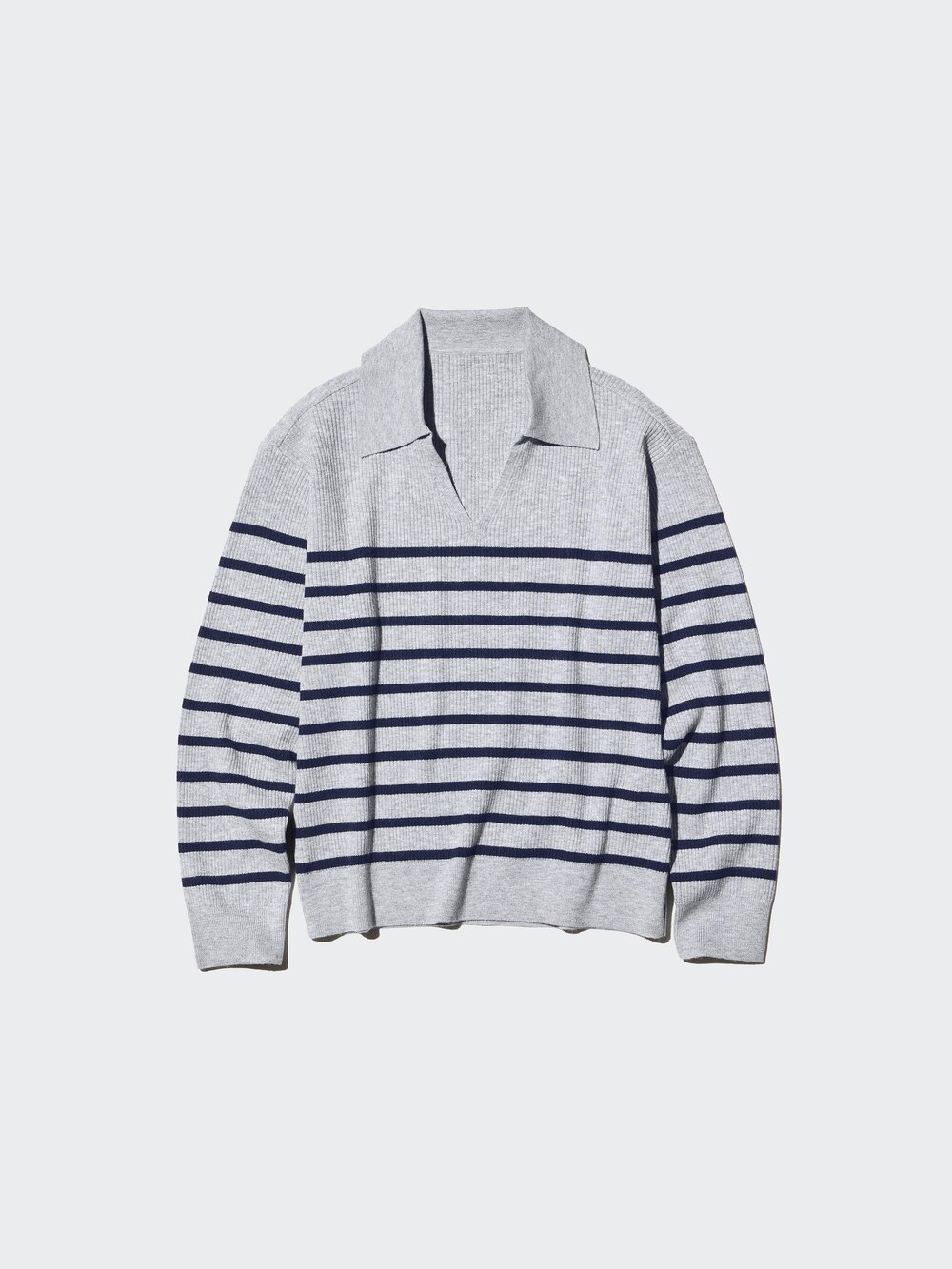 Uniqlo Washable Knit Ribbed Polo Sweater | Striped — фото 3